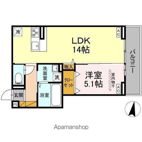 D-ROOM本町1丁目(1LDK/2階)の間取り写真