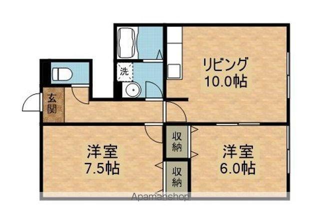 ワンパーパス(2LDK/1階)の間取り写真