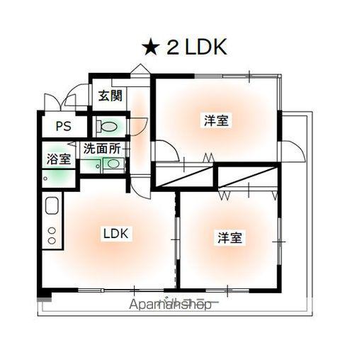 ハートマンション(2LDK/6階)の間取り写真