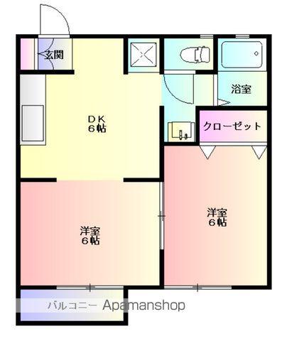 メンバーズタウン月町A(2DK/2階)の間取り写真