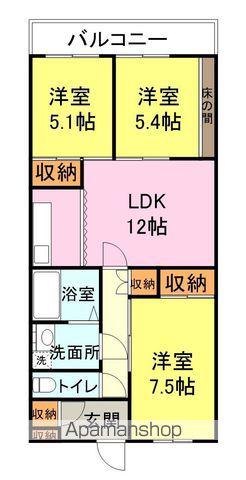 シャトー下関(3LDK/4階)の間取り写真