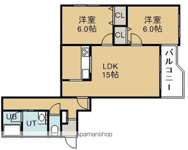 ビオス函館本町(2LDK/6階)の間取り写真