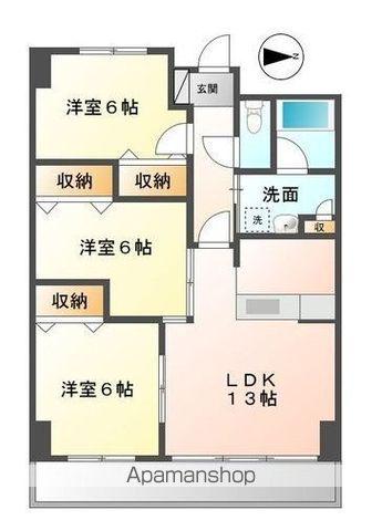 浜町センタービル(3LDK/10階)の間取り写真