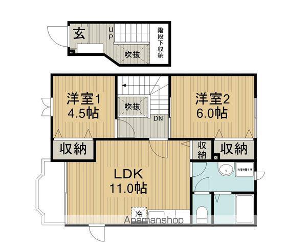 フラワーサンヒルズB(2LDK/2階)の間取り写真