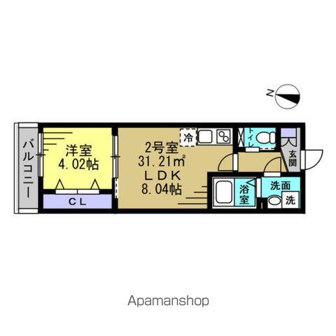 RUTILE吉川美南(1LDK/1階)の間取り写真