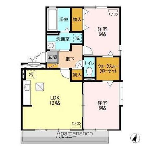 グランドゥールⅢ(2LDK/1階)の間取り写真