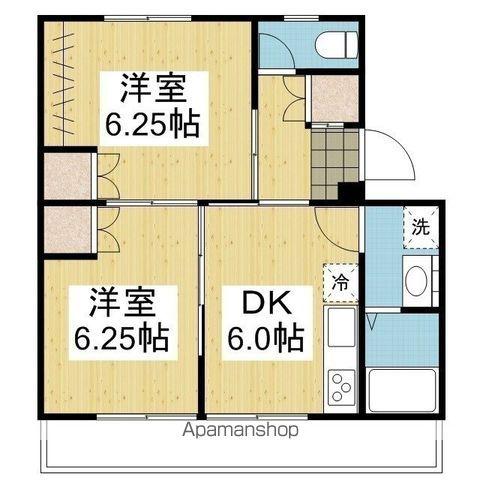 アルト堀江4号棟(2DK/2階)の間取り写真