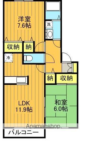 パセオ七ツ池A(2LDK/2階)の間取り写真