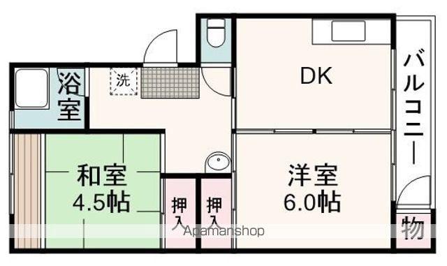 松富団地11号棟(2DK/4階)の間取り写真