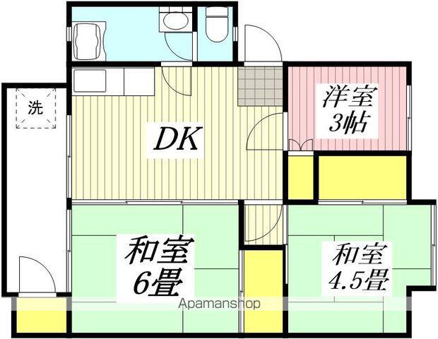 立川富士見町34号棟(3DK/4階)の間取り写真