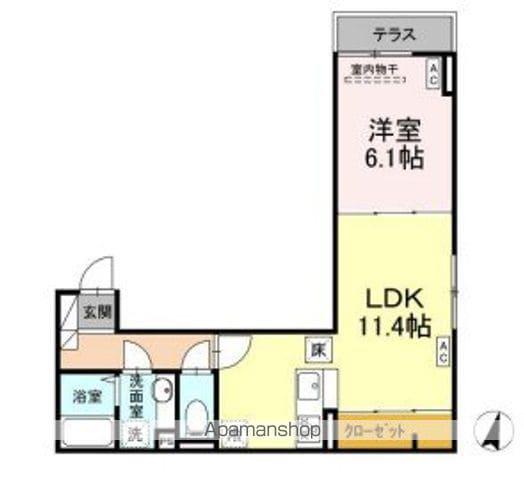 D-PAINA港南(1LDK/1階)の間取り写真