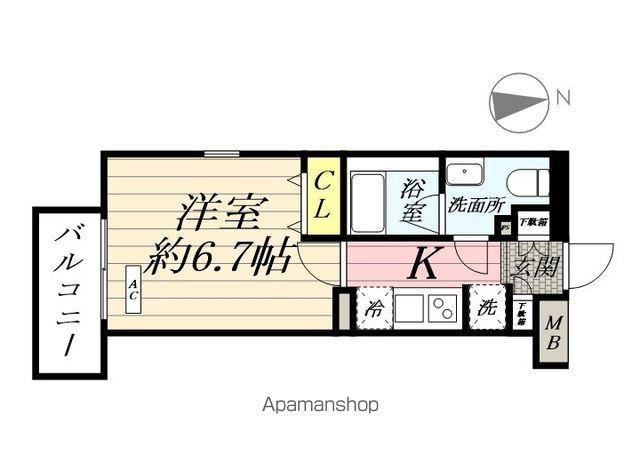LEA MARKS東白楽(1K/4階)の間取り写真