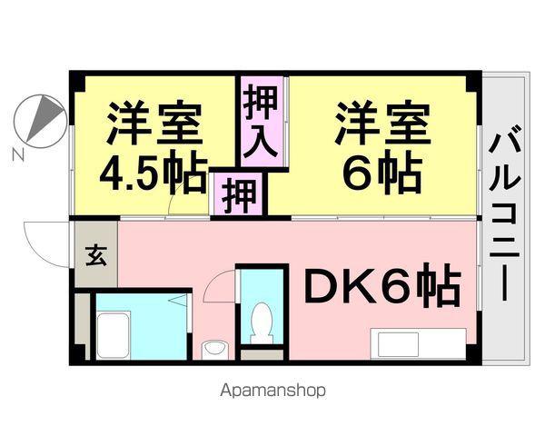 ビレッジハウス南清水タワー(2DK/4階)の間取り写真