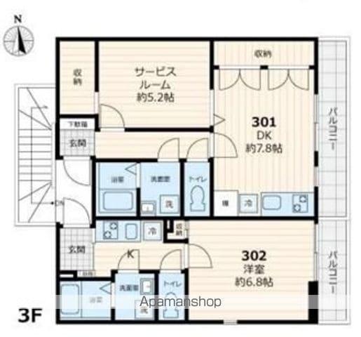 ヴィラ東高円寺(1K/3階)の間取り写真