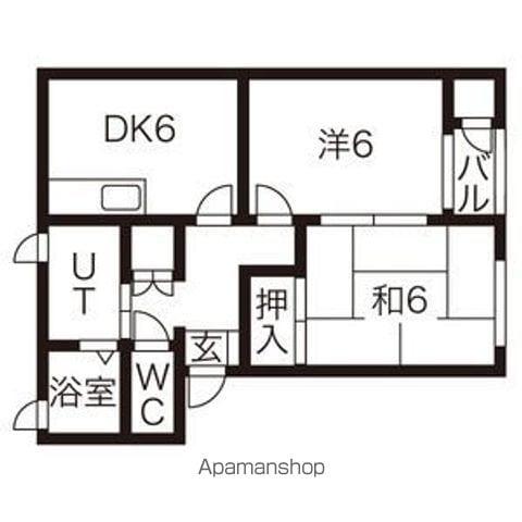 メゾンリリーフ長岡B棟(2DK/1階)の間取り写真