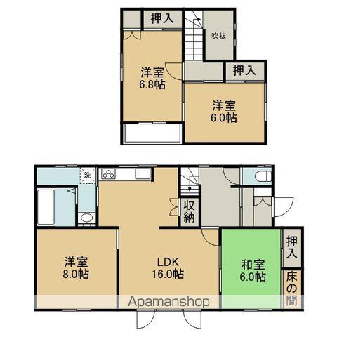 北海道恵庭市 2階建 築46年(4LDK)の間取り写真