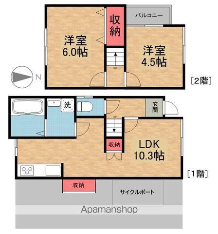 京阪電気鉄道京阪線 橋本駅(京都) 徒歩13分 2階建 築56年(2LDK)の間取り写真