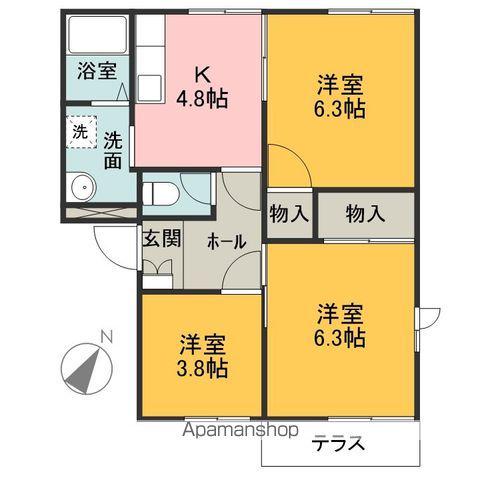 アイリスB(3K/1階)の間取り写真