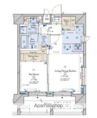 コンシェリア新宿イースト(1LDK/13階)の間取り写真