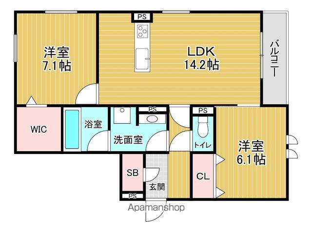 VIEVLE阿倍野播磨町(2LDK/2階)の間取り写真