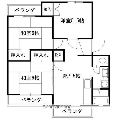 ベルメゾン坂口(3DK/2階)の間取り写真