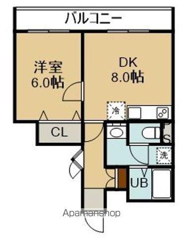 ジュエルタウン末広(1DK/4階)の間取り写真