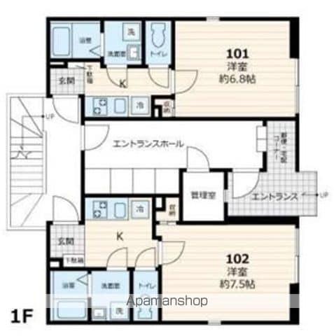 ヴィラ東高円寺(1K/1階)の間取り写真