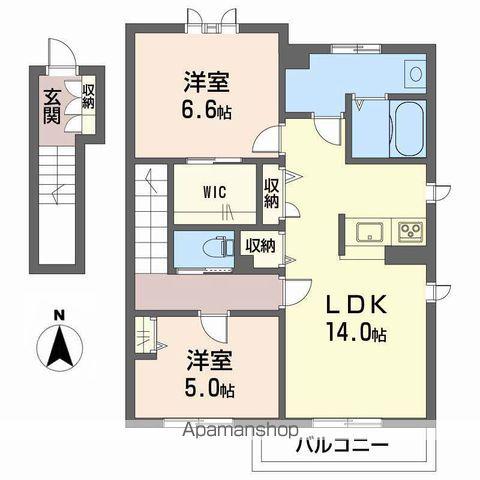 クレアガーデンB棟(2LDK/2階)の間取り写真
