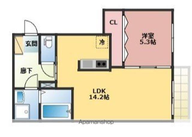 筑紫野市紫6丁目AP(1LDK/1階)の間取り写真