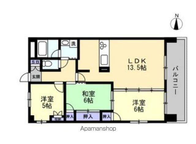 ノーブル道後(3LDK/3階)の間取り写真