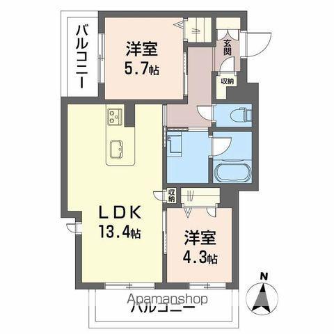 シャーメゾン ユウム(2LDK/3階)の間取り写真