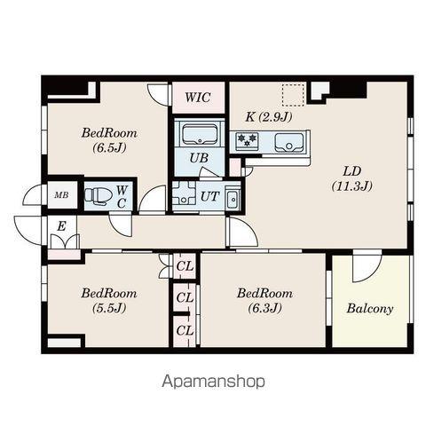 S-RESIDENCE伊都ATTIRANT(3LDK/11階)の間取り写真
