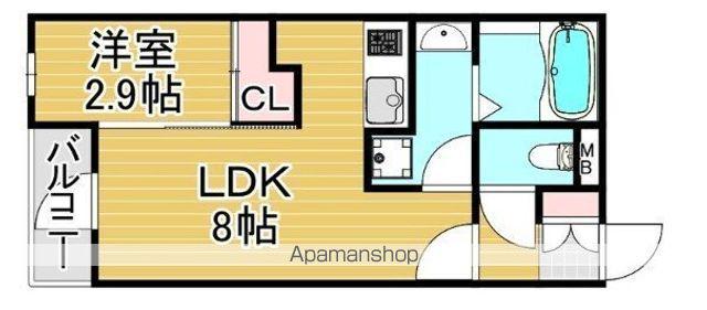 PHOENIX千早(1LDK/4階)の間取り写真