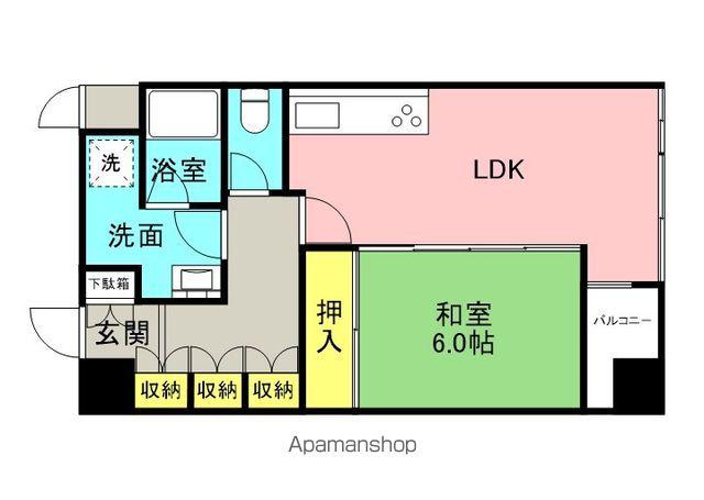 ヴェルファーレ上六日(1LDK/4階)の間取り写真