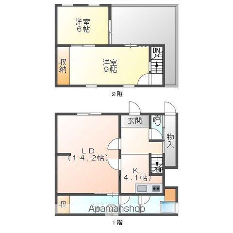 近江鉄道本線 ひこね芹川駅 徒歩9分 2階建 築59年(2LDK)の間取り写真