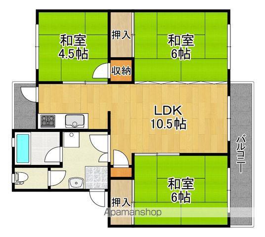 新金岡三丁壱番第六棟(3LDK/4階)の間取り写真