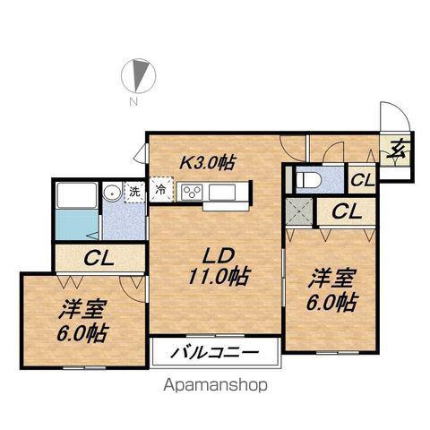グランディール伏見(2LDK/4階)の間取り写真