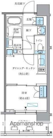 パークアクシス新大橋(1DK/8階)の間取り写真