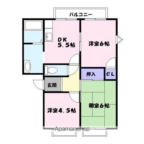 フレグランス金保 B棟(2LDK/2階)の間取り写真