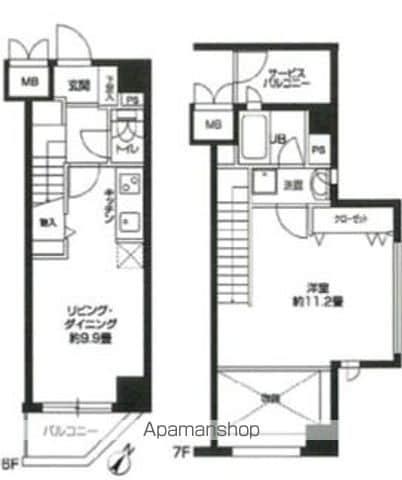 カスタリア用賀(1LDK/6階)の間取り写真