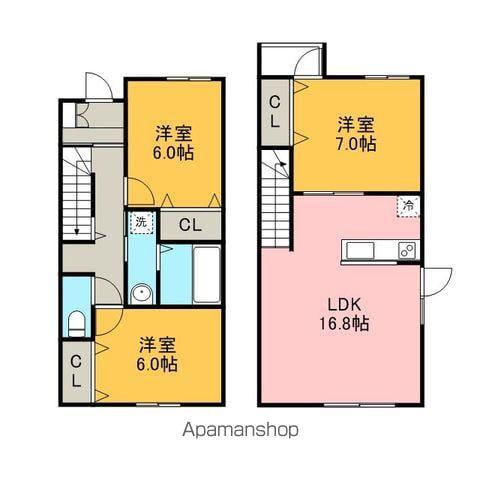 桜町3丁目テラスハウスB(3LDK)の間取り写真