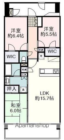 サンクレイドル竜南ウィンフォート(3LDK/2階)の間取り写真