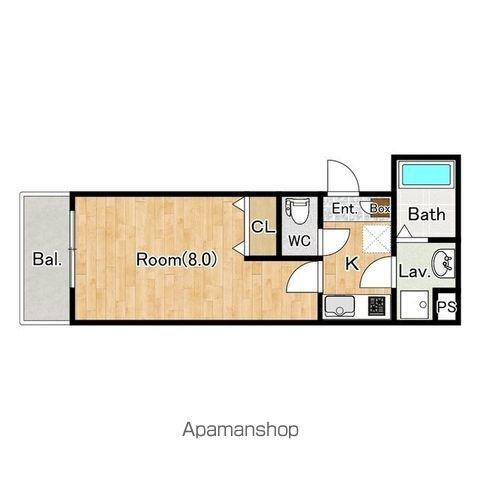 ジーメゾン千葉長洲ベルビュー(1K/2階)の間取り写真