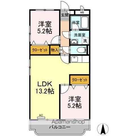 みなみマンション(2LDK/1階)の間取り写真
