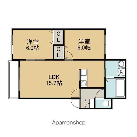 ハスコート苫小牧(2LDK/2階)の間取り写真