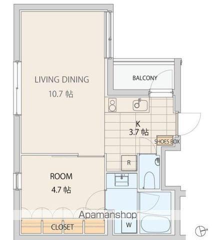 エスセナーリオ市谷薬王寺(1LDK/2階)の間取り写真