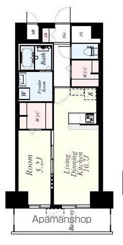 博多グランドレジデンス(1LDK/9階)の間取り写真