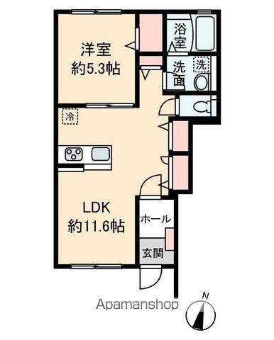 坂戸市伊豆の山アパート(1LDK/1階)の間取り写真
