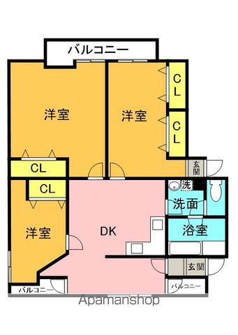 武内ビル(3LDK/6階)の間取り写真