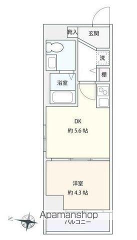 サルコスクス東駒形(1DK/2階)の間取り写真